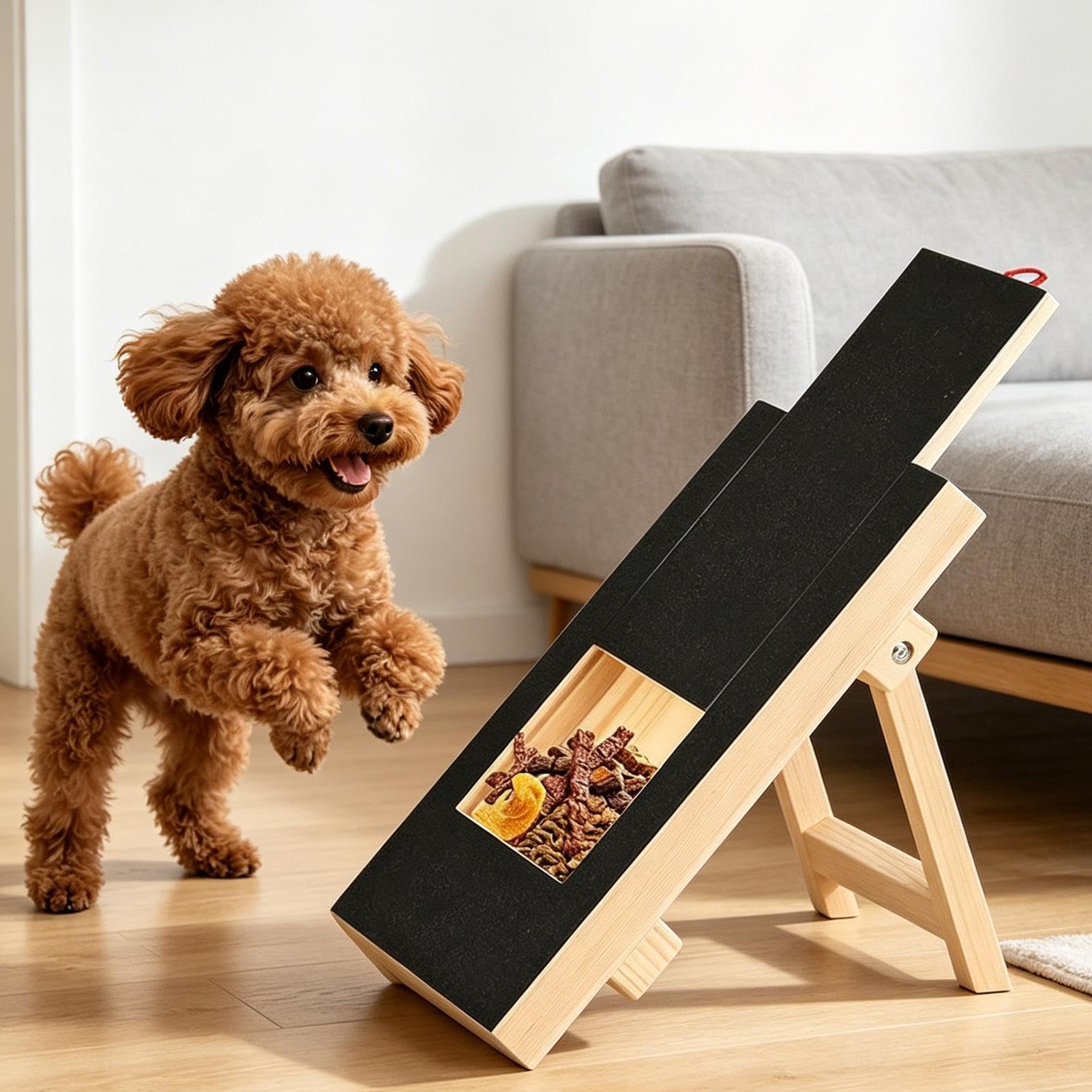 Kratzbrett für Hunde | Interaktives Holzbrett mit Leckerlibox | Kratzmatte für Hunde, für Sofa, Möbel, Haus, Welpen, Fenster, Teppich, Aufbewahrungsmöbel im Innenbereich