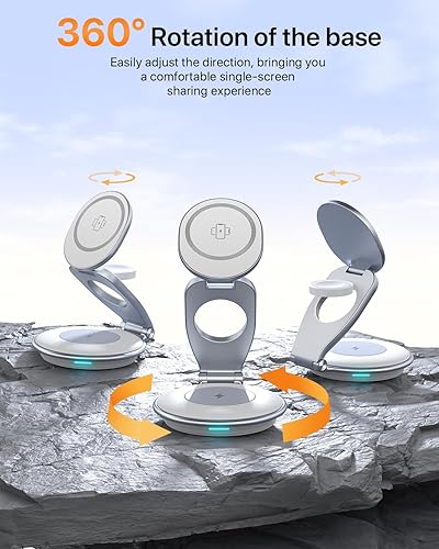Miniatura 3 de EXW Estación de carga inalámbrica para Magsafe, cargador plegable 3 en 1 para iPhone serie 1615141312, Apple Watch y AirPod (cargador de 30 W
