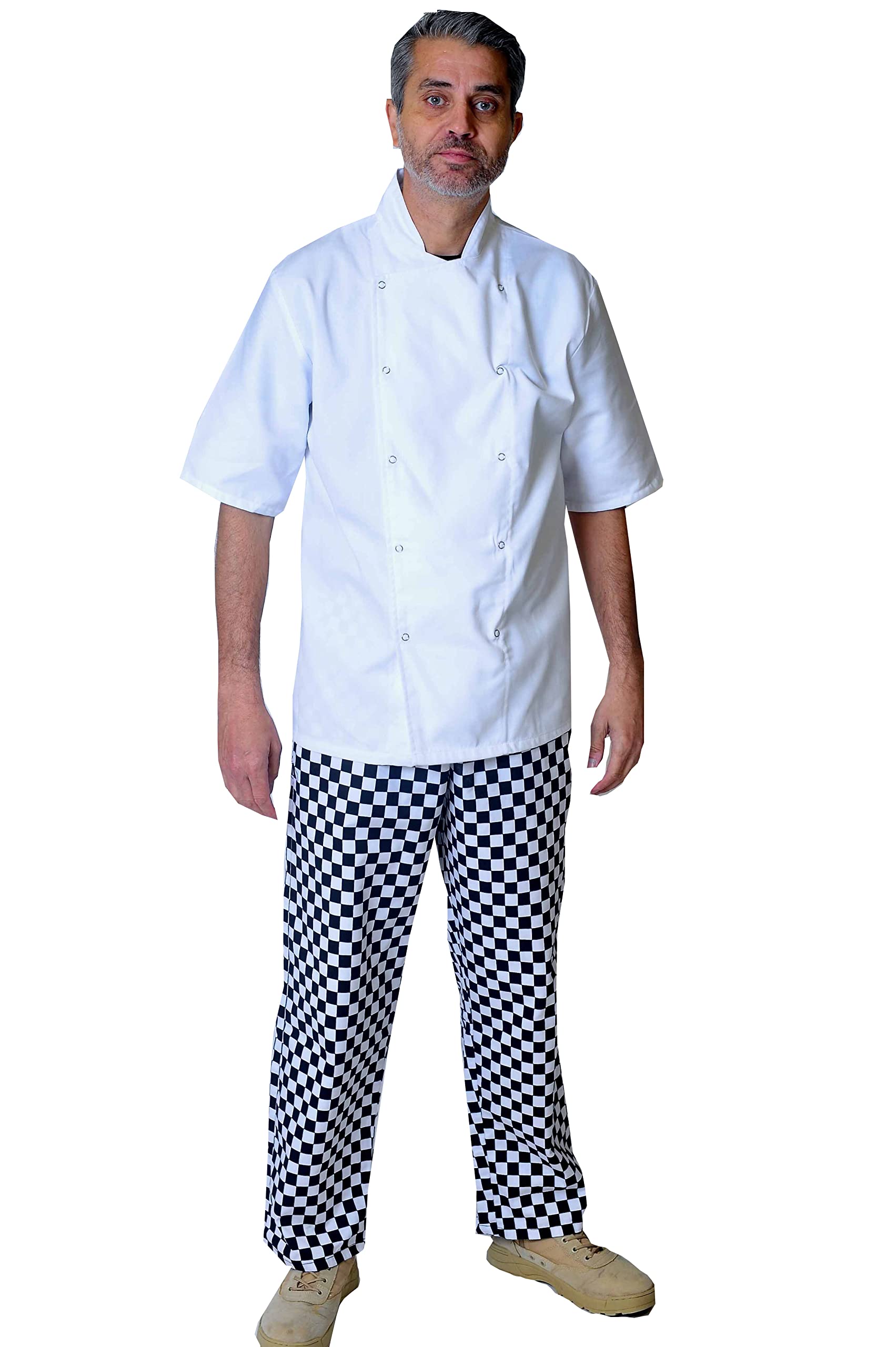 IBEX Professional White Half Sleeves Chef Jacket, Cooks, Restaurant Staff, Food Service, Caterers, Bakers Chef Coat, L