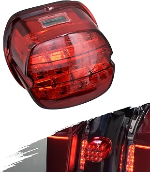 Motorcycle LED Brake Tail Light Rear Running License Plate Lamp Fit For Harley Touring Electra Glide Road King Street Glide Dyna Softail Street Fat Bob Sportster Red LED Brake Tail Light