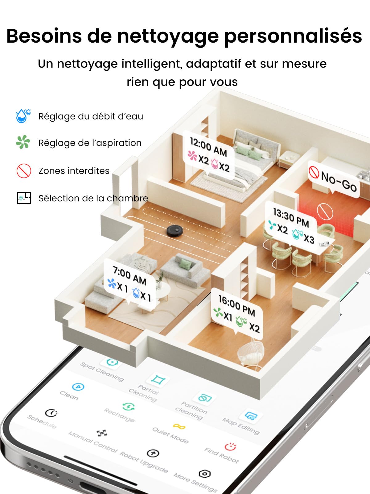 Lefant M2 Plus Robot Aspirateur Laveur avec Station Vidage Automatique, 6000Pa, Navigation Laser avec Cartographie, Évitement d'obstacles PSD, Idéal pour Poils d'animaux/Tapis, App/WiFi/Alexa, Noir