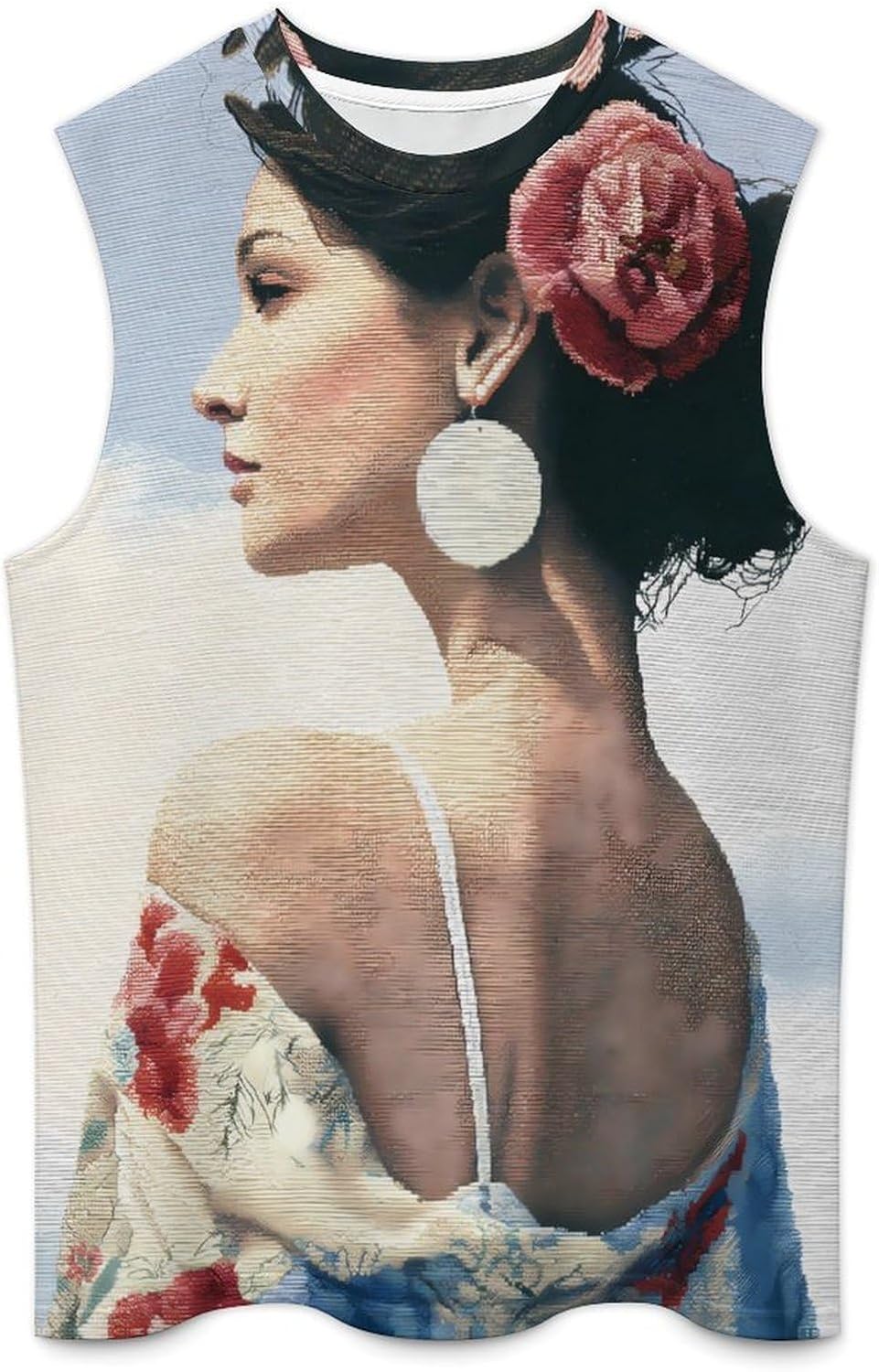 Spanish Woman Men Summer Sleeveless Crew Neck Top 5XL