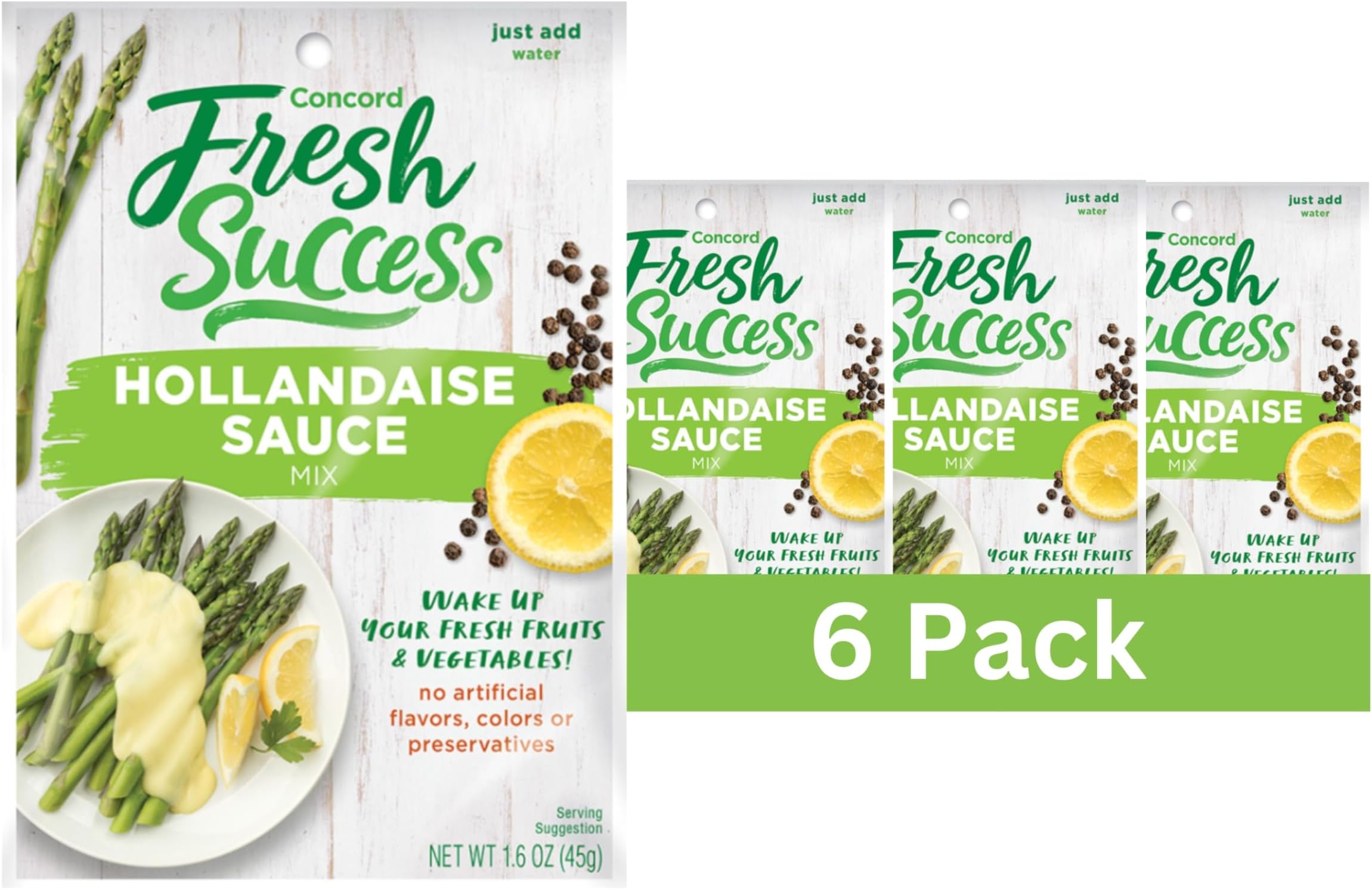 Concord Foods Hollandaise Sauce Mix: Indulgent Lemon & Butter Infusion for Gourmet Dining - Elevate Your Meals with Creamy Richness & Zesty Citrus! 1.6 Ounce (Pack of 6)