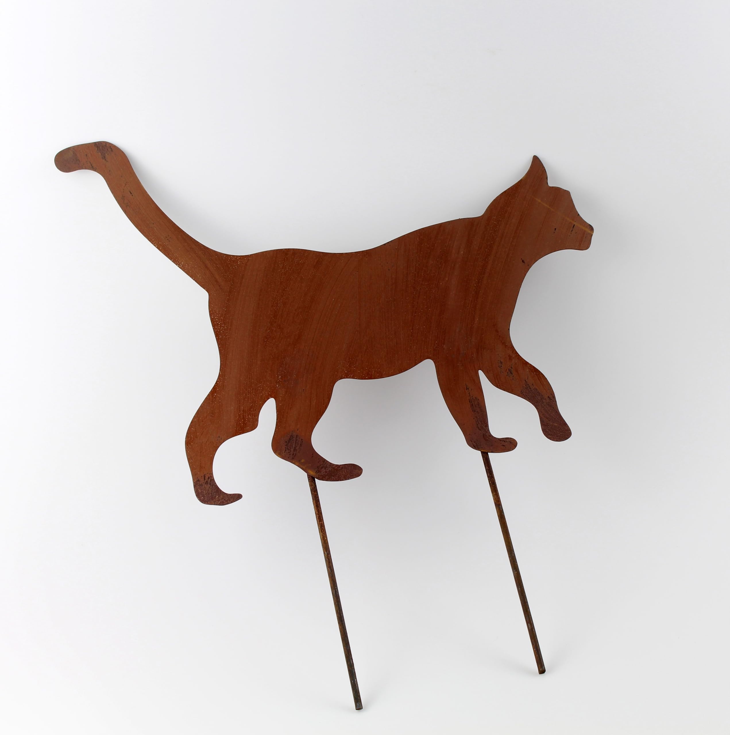 Kapaga - Gartenfigur aus Rost auf Einschlagbeinen - Metall Tierfigur - Edelrost Dekofigur - Tier Figur - Dekoration Gartendeko - Gartendekoration (Katze - Höhe 20 cm)