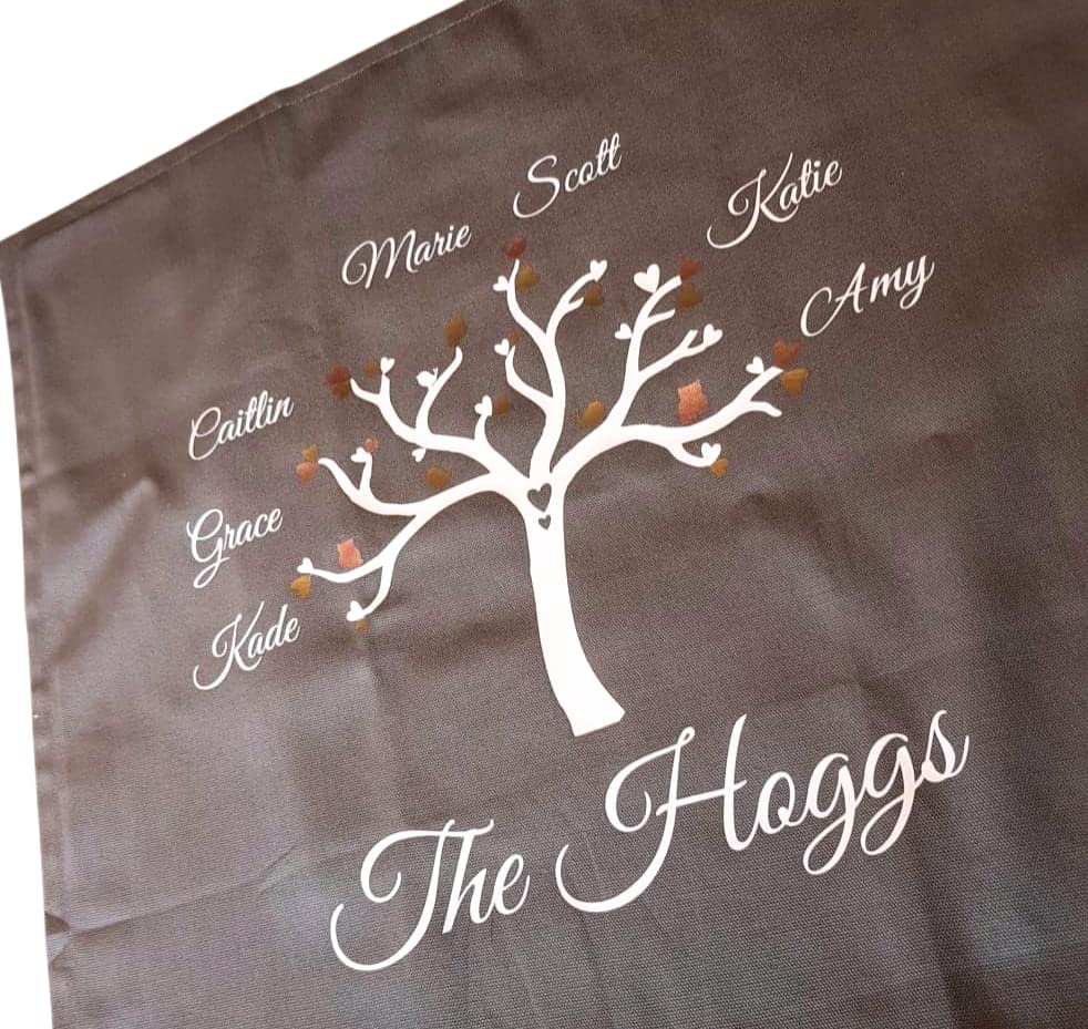 Personalised Family Tree Cushion Cover - Up to 12 names and Family Name - Grey or Ivory