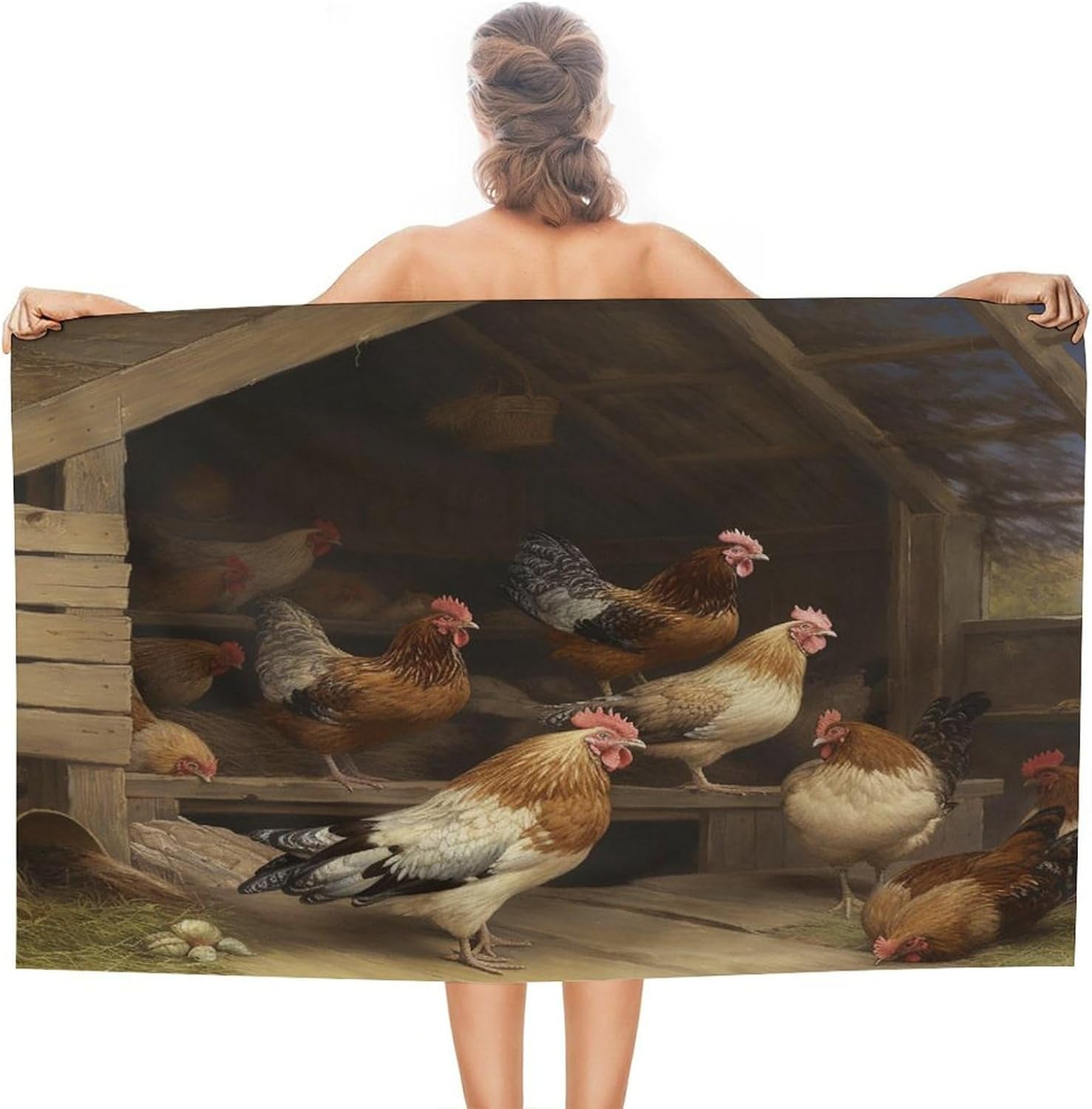 Swimming Towel, Roast Chicken Hen Farm Printed Fashion Towel,Portable Towel,Durable Towel