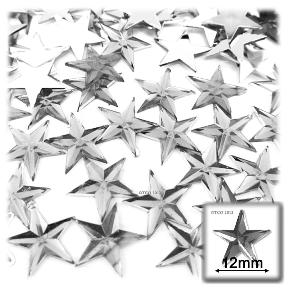 144pc Loose Flatback Acrylic Rhinestones Star 12mm- Flatback Crystal Clear