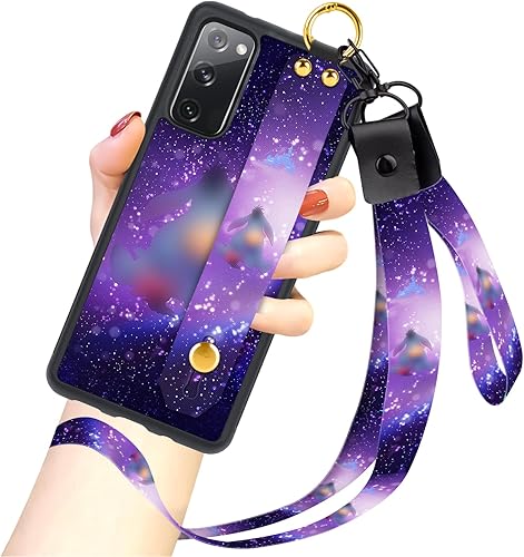 Funda de dibujos animados para Samsung Galaxy S20 FE 5G de 6.5 pulgadas, diseño de personajes de dibujos animados púrpura Eeyore con cordón, correa