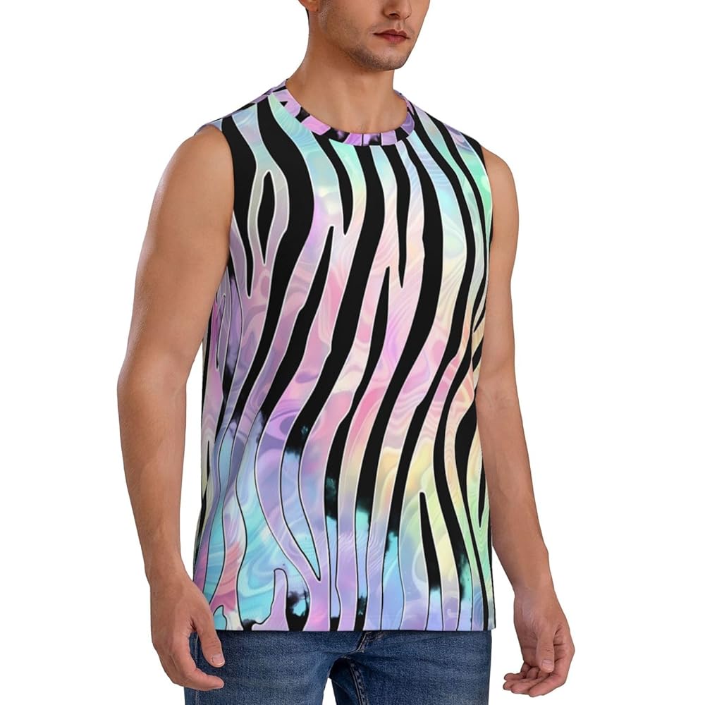 Amazon.com: DXTKWL Men's Tank Tops Neon Colorful Zebra Print