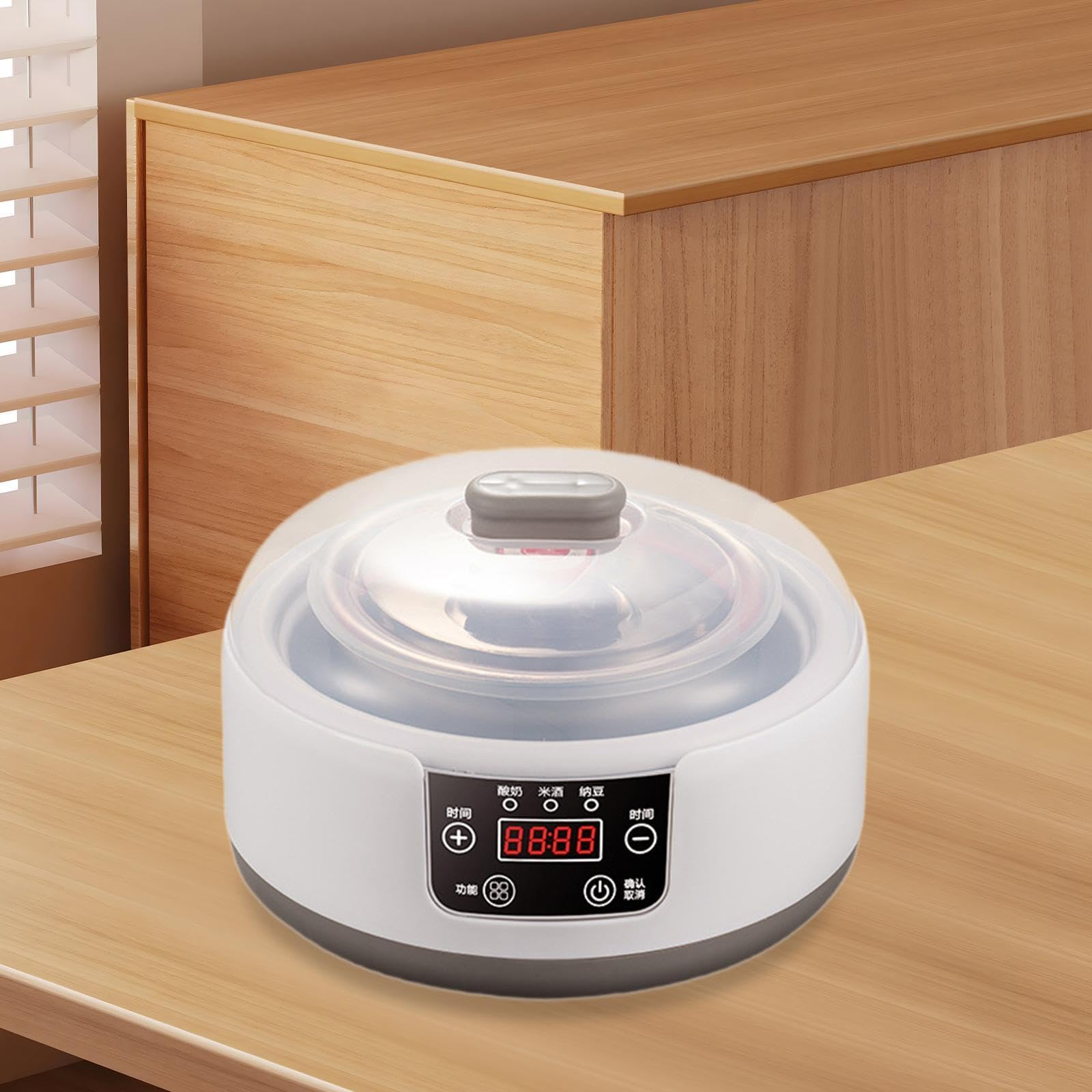 perfk Yogurtiera Macchina elettrica per yogurt, Funzione di temporizzazione a basso rumore Yogurt Contenitore interno professionale in acciaio