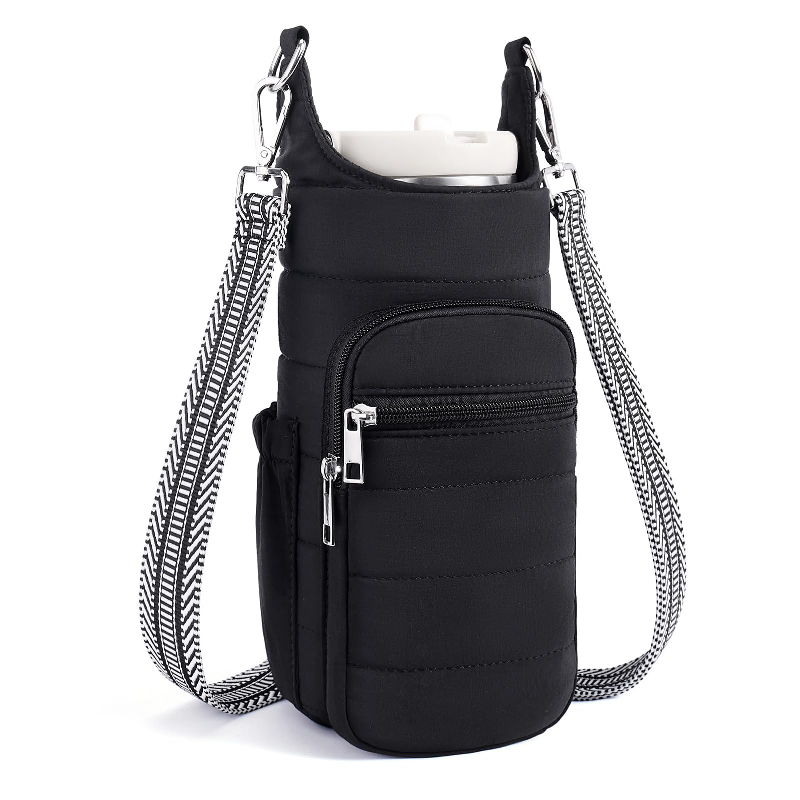 Lexiyat Water Bottle Bag 40 oz Crossbody Bag Insulated Carrier Purse Holder for Walking Hiking with Adjustable Strap