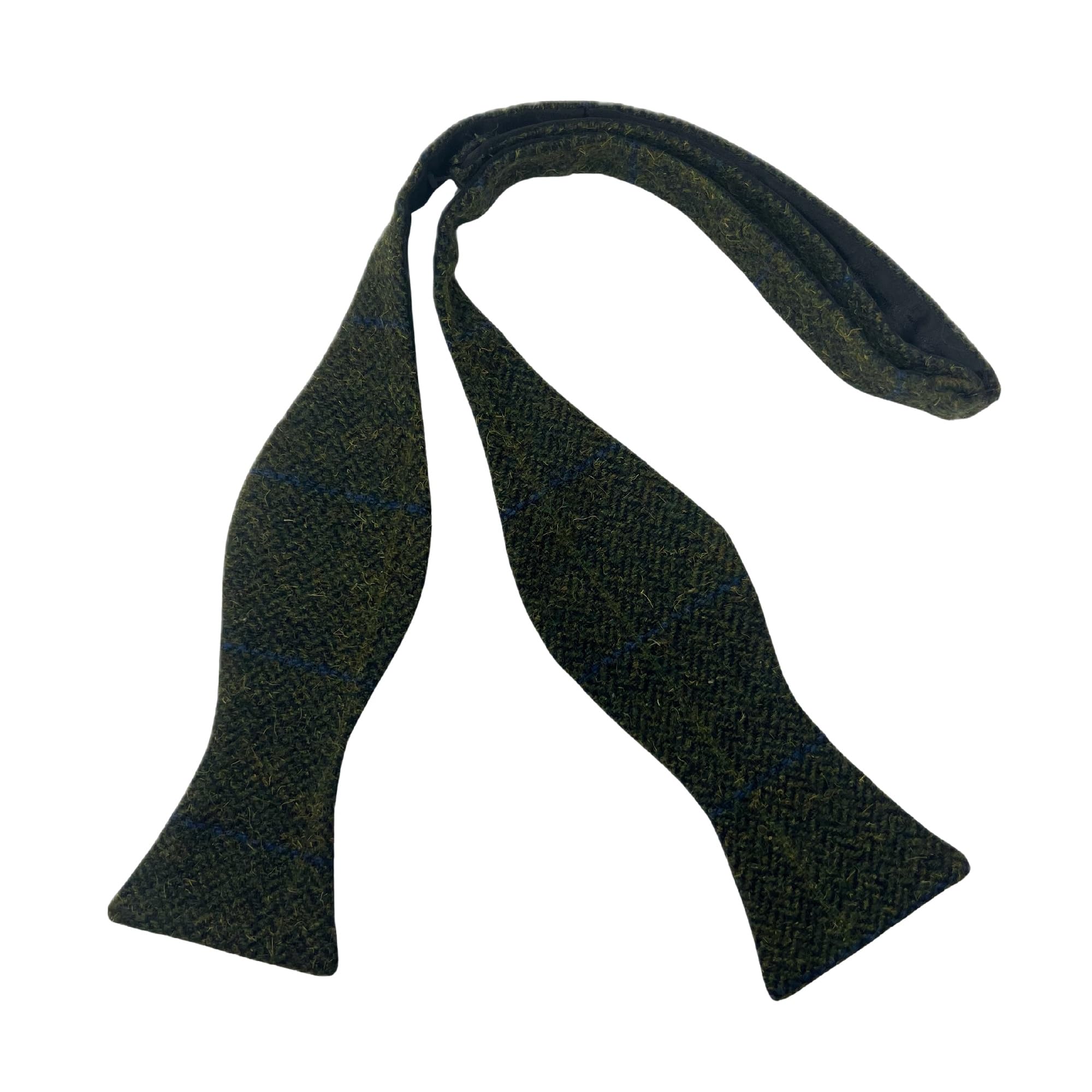 King & Priory Luxury Juniper Green Herringbone Check Self-Tie Bow Tie, Tweed