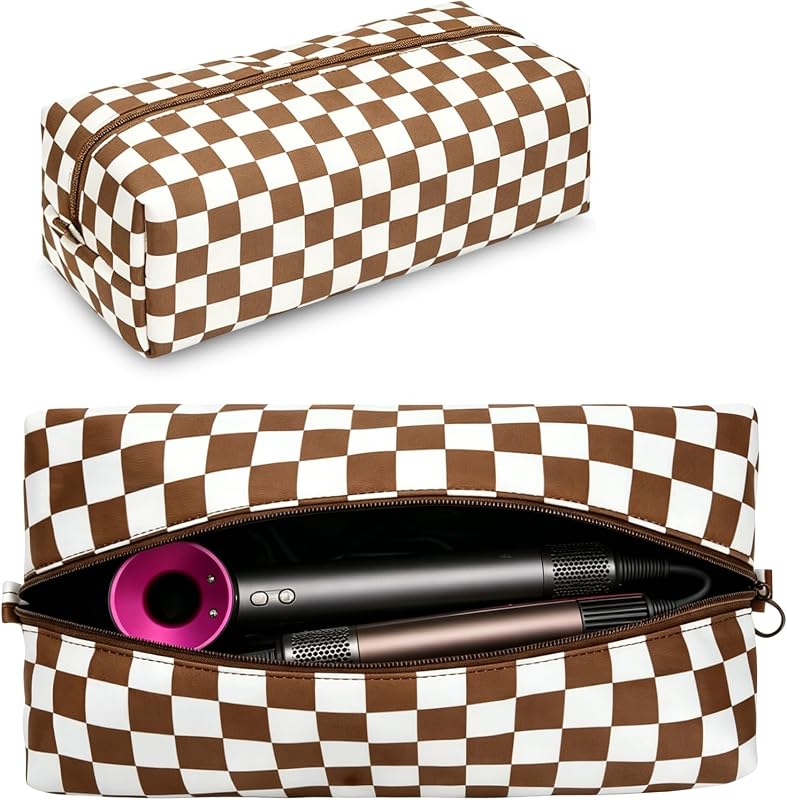 Necessaire de viagem para ferramentas de cabelo idoltimes compatível com Dyson Airwrap, marrom e branco