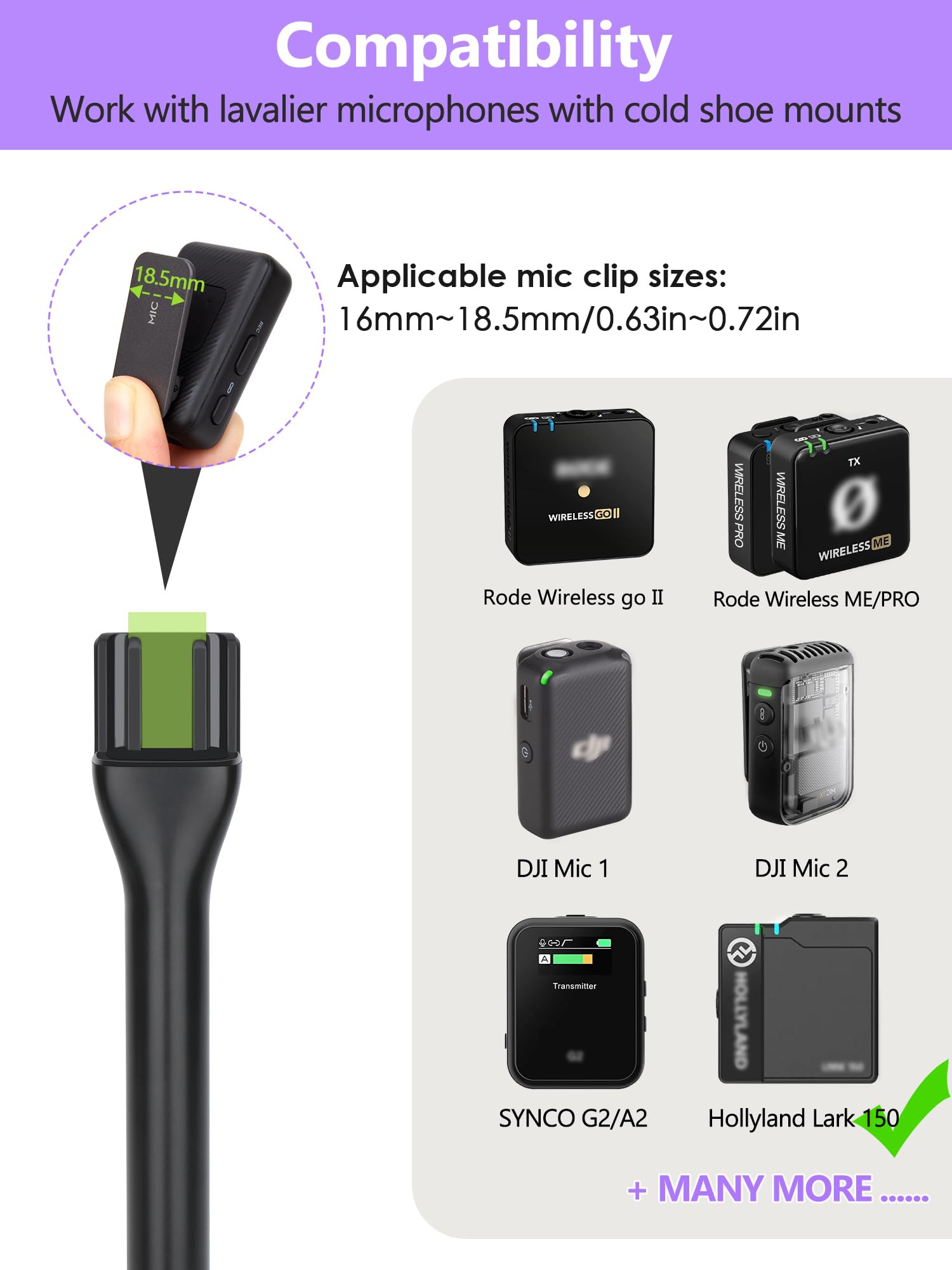 YOUSHARES Interview GO Handheld Adapter, Microphone Handle for Rode Wireless GO II Mic Wireless GO/Me/Pro, DJI Mic, DJI Mic 2 - Image 3