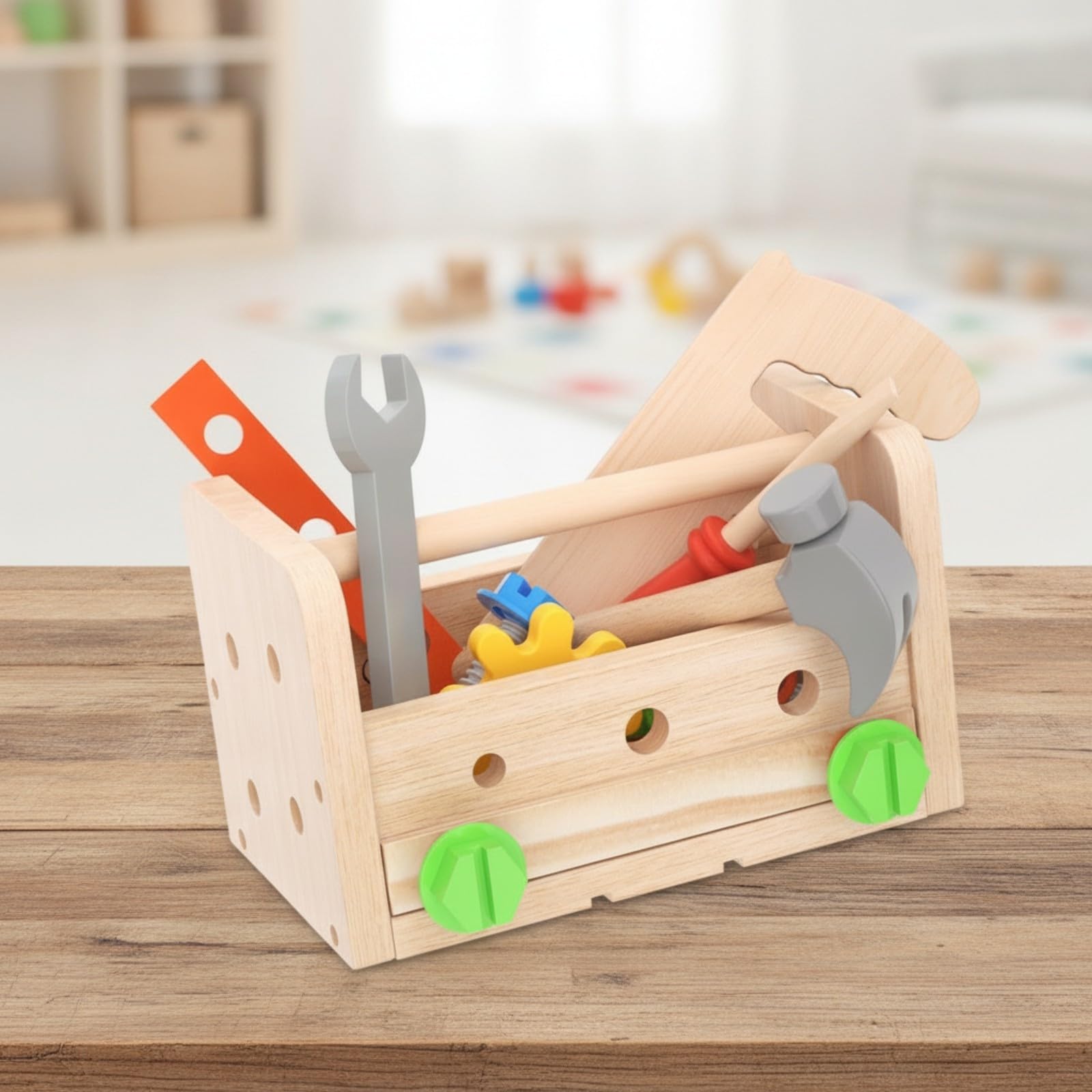 harayaa Cassetta degli Attrezzi Giocattolo in Legno Creativo Cassetta degli Attrezzi in Legno con Bulloni e Dadi Interattivo per Bambini da 4 a 6 Anni