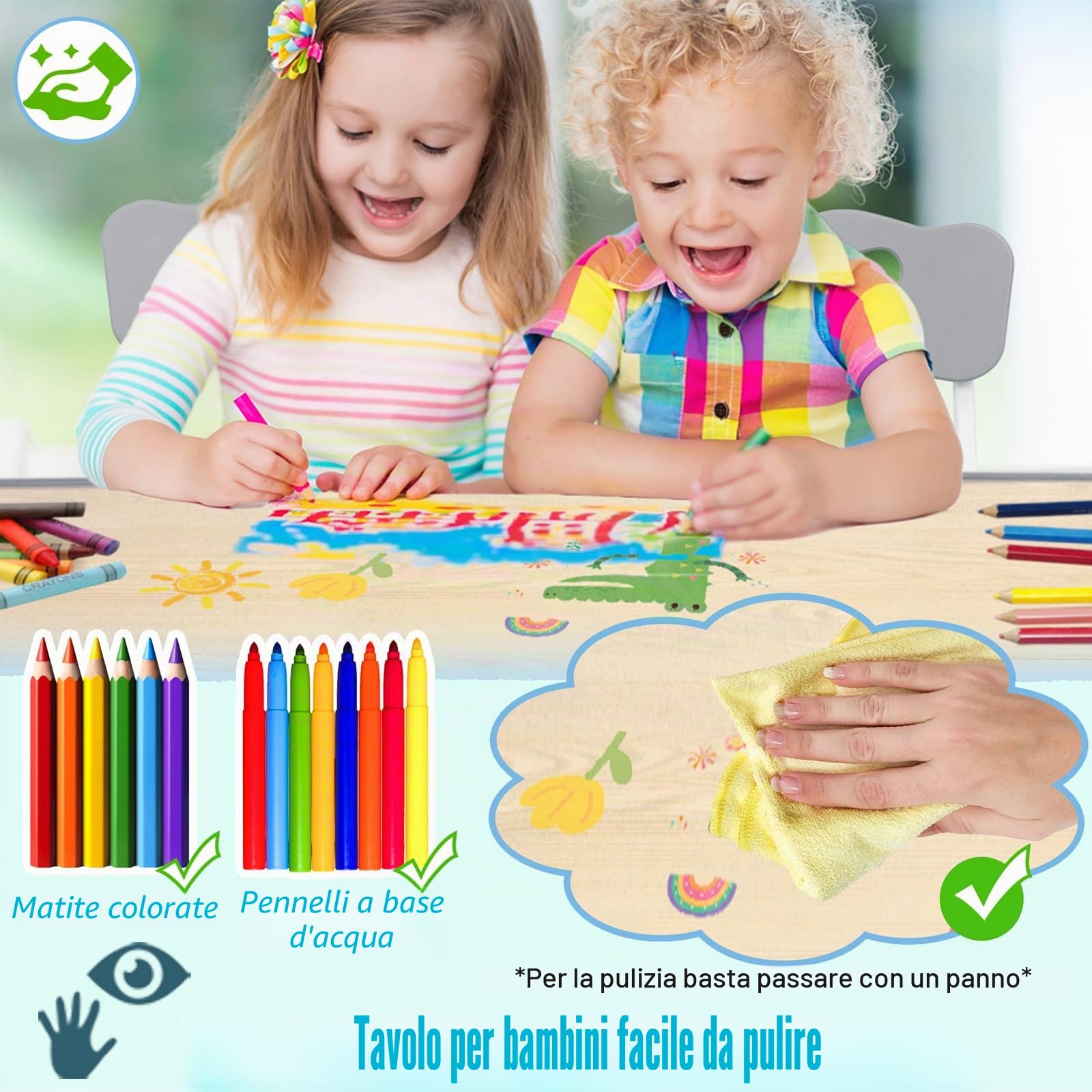 ACXIN Tavolo per bambini con 4 sedie, in plastica, per bambini, regolabile in altezza, per cameretta dei bambini, colore grigio