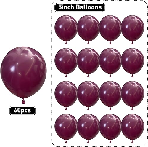 Miniatura 3 de Globos de color burdeos, 60 unidades de 5 pulgadas, pequeños color rojo vino para arco de guirnalda de globos, redondos de 5 pulgadas, mini globo de