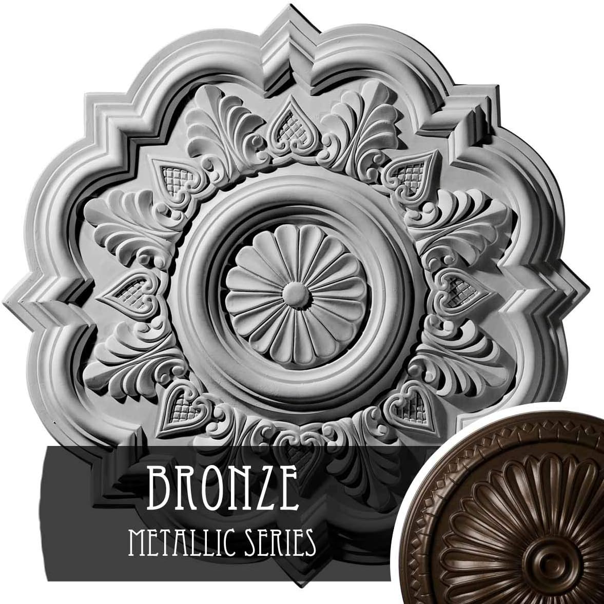 Buy 1 get 1 Ekena Millwork CM20DRBZS Deria Ceiling Medallion, 20 1/4OD x 1 1/2P (Fits Canopies up to 6), Hand-Painted Bronze