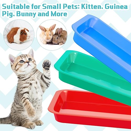 Miniatura 2 de Tessco Caja de arena abierta para gatitos, 3 unidades, bandeja de arena de plástico impermeable, bandeja de viaje para gatos, gatitos, conejillos de