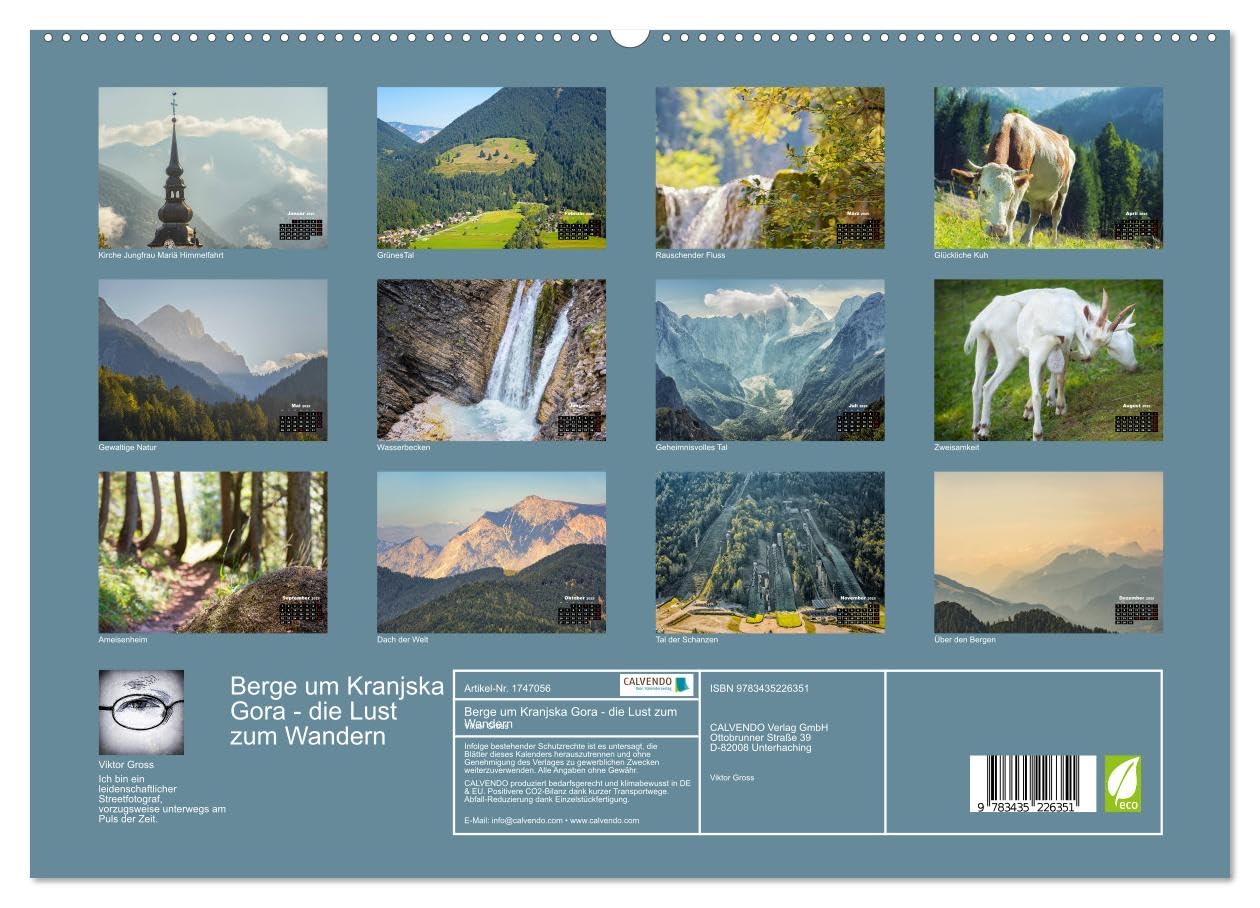 Berge um Kranjska Gora - die Lust zum Wandern (hochwertiger Premium Wandkalender 2025 DIN A2 quer), Kunstdruck in Hochglanz: Wandern in Julischen ... ist die pure Lust am Leben! (CALVENDO Natur)