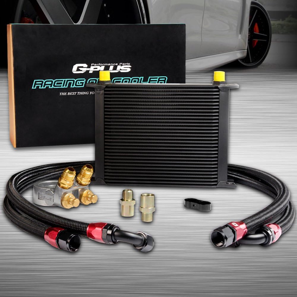30 Row AN10 Thermostat Adaptor Aluminum Universal Engine Transmission Oil Cooler Kit With Thermostat 80 Deg Adapter For CAR/TRUCK
