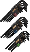 LEXIVON マスターレンチキーセット、ロングアームボールエンド六角レンチ35点 | 3本セット メトリック／SAE＆スター、工業用S2合金鋼 六角穴付ボルト・六角穴付き止めネジなどの締め付け、緩め作業に（LX-131）