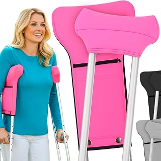 Vive Crutch Pads & Bag - Crutches Padding Accessories Pouch & Underarm Cushion Covers - Universal, Comfortable, Breathable, Machine Washable, Moisture Wicking - for Adult & Youth Crutches - Patented