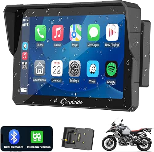 Carpuride W702B Pro Moto Carplay Écran avec Personnalisé Support pour