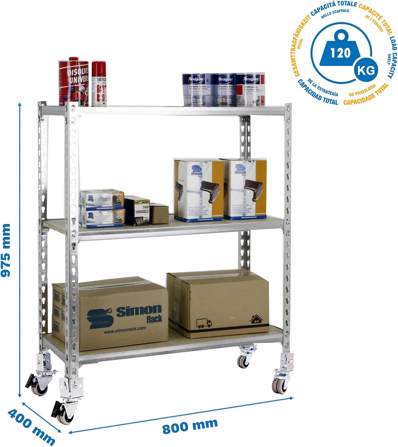 Simonrack Maderclick Mobile Mini 3/400 900 Galvan/Wood Shelving Kit