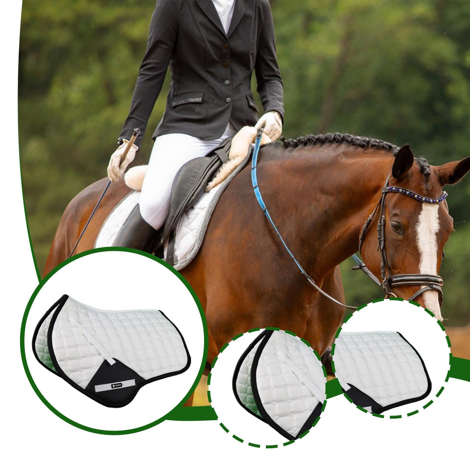Manta para Caballo Almohadilla de Silla de Montar Cojín Ecuestre Antideslizante Absorbente de Sudor de Lona Adecuada para Entrenamiento Salto Ecuestre