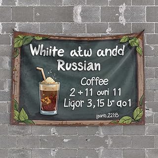 YFOK Beer Decor White Russian Coffee Recipe: A Blend Of 2 + 11 Ouri Ligor Tapestry Man Cave Bar Wall Tapestry For Bedroom(75X100CM)