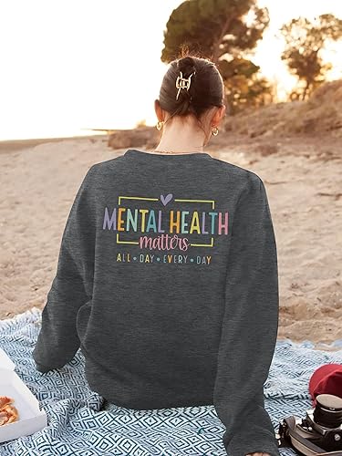 Vista 4 de VILOVE Sudadera de salud mental para mujer Dear Person Behind Me Pullover Casual Inspiration Be Kind Blusa Tops