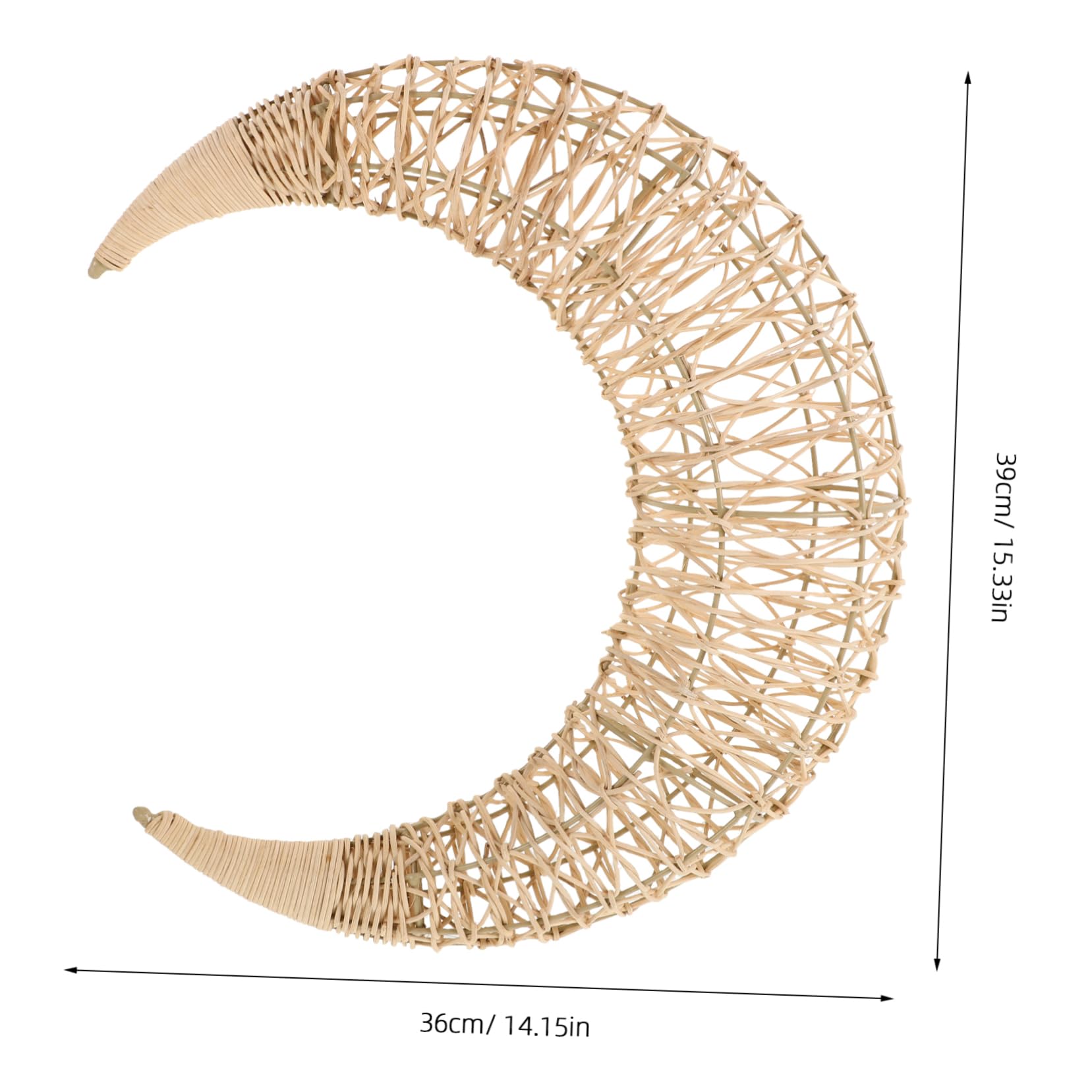 Alipis Crescent Moon Rattan Hanging Decorative Wreath Frame for Room Outdoor Supplies