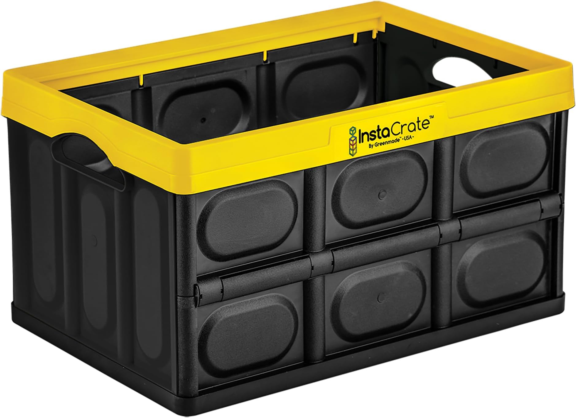GreenMade InstaCrate Collapsible Storage Container, 12 gal, Yellow/Black