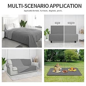 Easy-Going 100% Waterproof Dog Bed Cover Reversible Leak Proof Couch Cover Washable Sofa Cover Furniture Protector Blanket for Pets Kids Children Dog Cat (30x53 Inch, Gray/Light Gray)