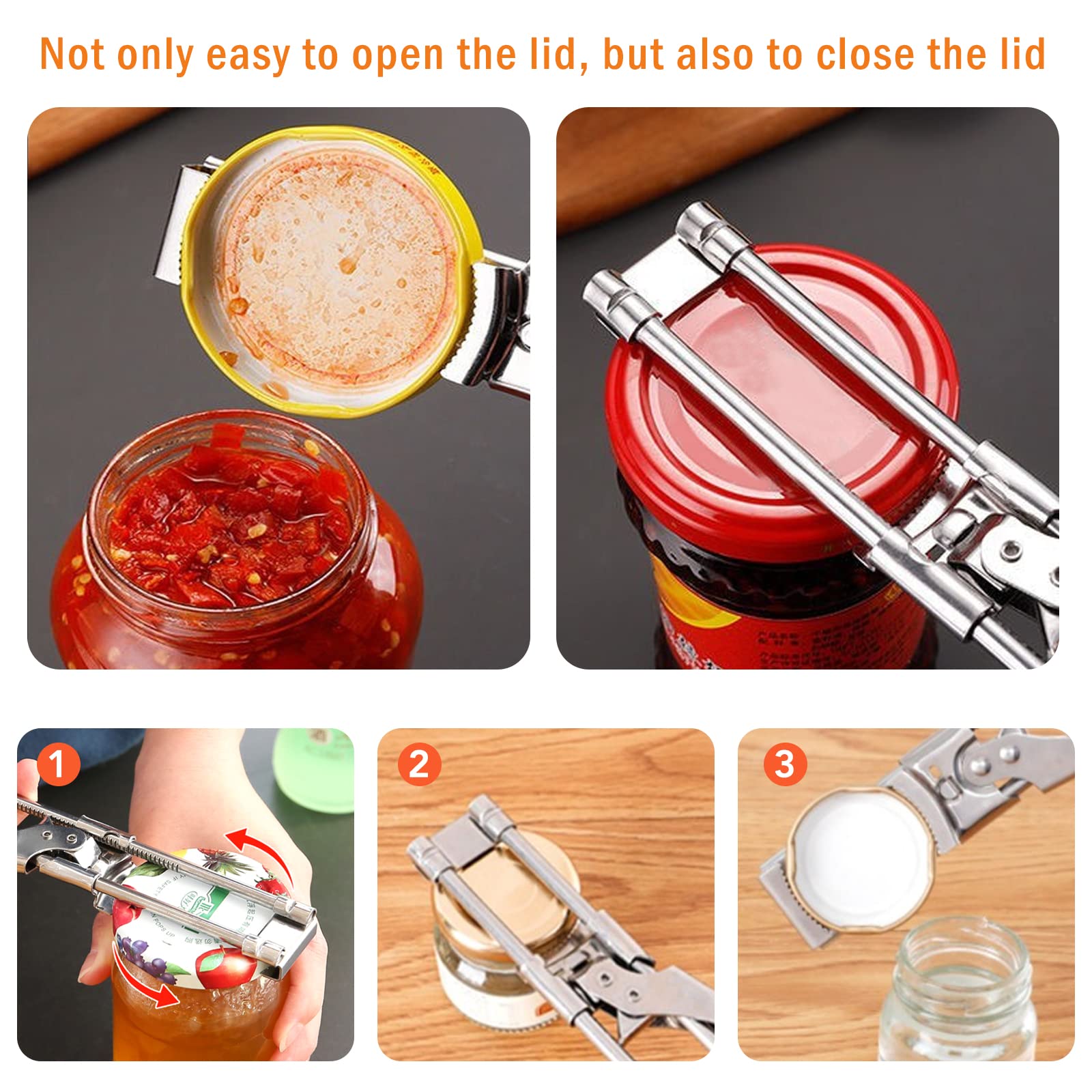 Apriscatole Manuale Professionale In Acciaio Inox | Antiscivolo E Regolabile | Per Anziani E Cucina Domestica - Foto 4