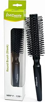 Premium Round Hair Brush | Styling, Detangling and Grooming Hair Bursh for Men and Women | Straightens & Detangles Curly Hairs | Reduces Hair Breakage and Promotes Hair Growth | Best Hair Brush for All Hair Types (MIHB0040)