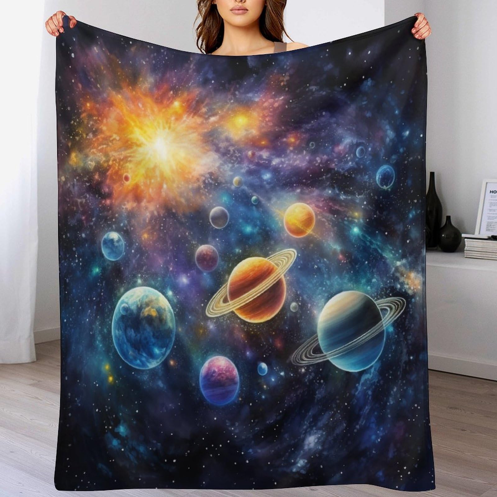 Couverture polaire cieux pour cocooning réussi sur le canapé du salon moderne