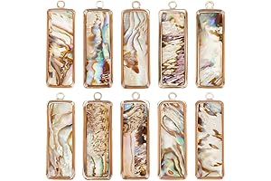 BENECREAT Abalone Shell Charms, Paua Shell Pendant Shell Charms for Jewelry Making