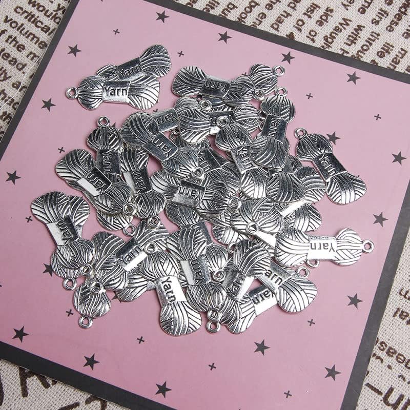 Acxico 100Pcs Yarn Charms Yarn Pendants Knitting Charms Antique Silver Tone 12 x 30 mm Making DIY Handmade Accessories - Image 9