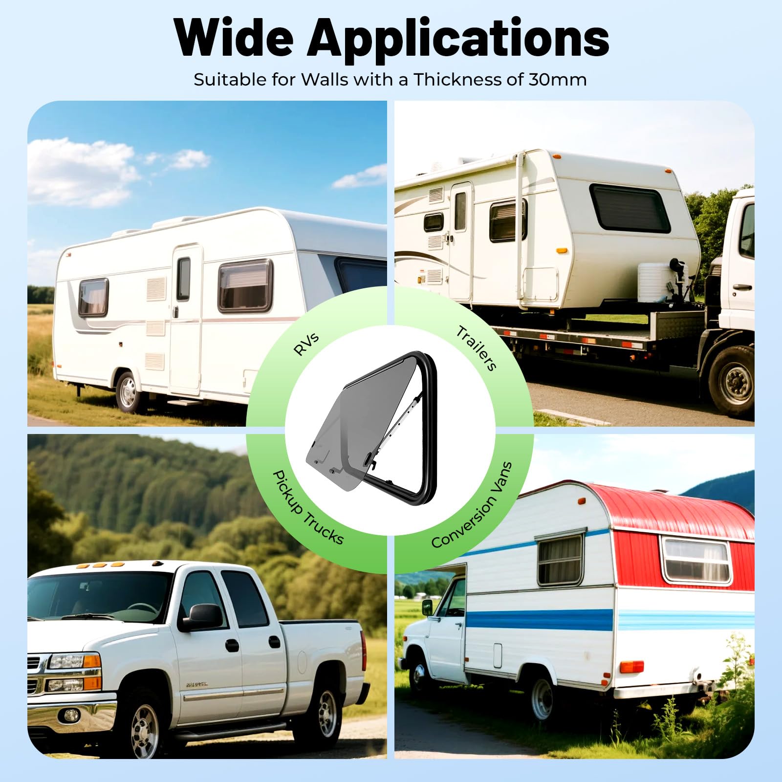Fenêtre De Caravane 900 X 500 Mm Fenêtre Basculante Pour Camping -car Avec Occultant, Fenêtre D'aération Pour Camping-car, Caravane Avec Moustiquaire, Double Vitrage, Angle D'ouverture De 70