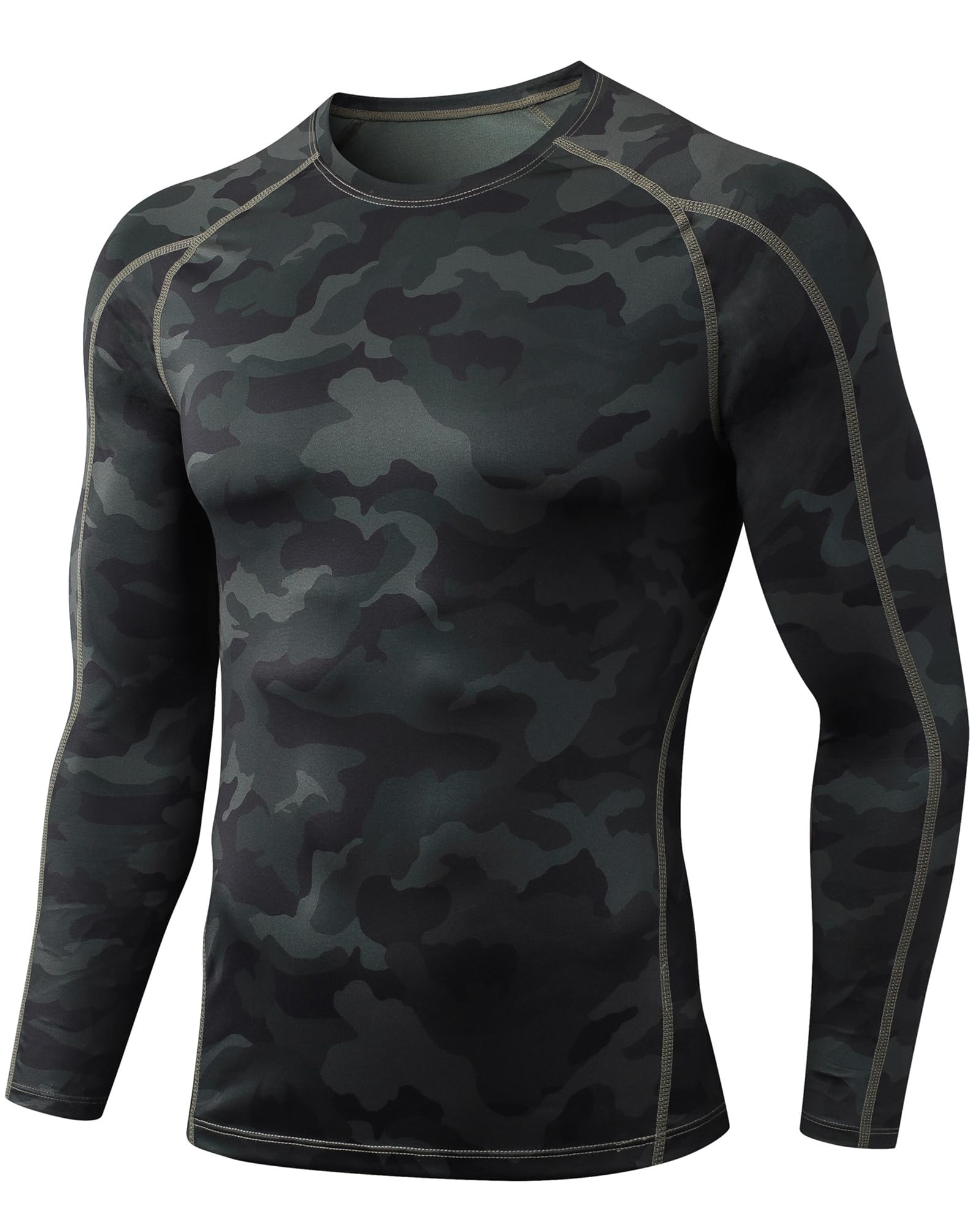 LEICHR Long Sleeve Compression Shirts for Men Athletic Rash Guard Workout Sports Undershirt Running Gym Baselayer Top Dry Fit