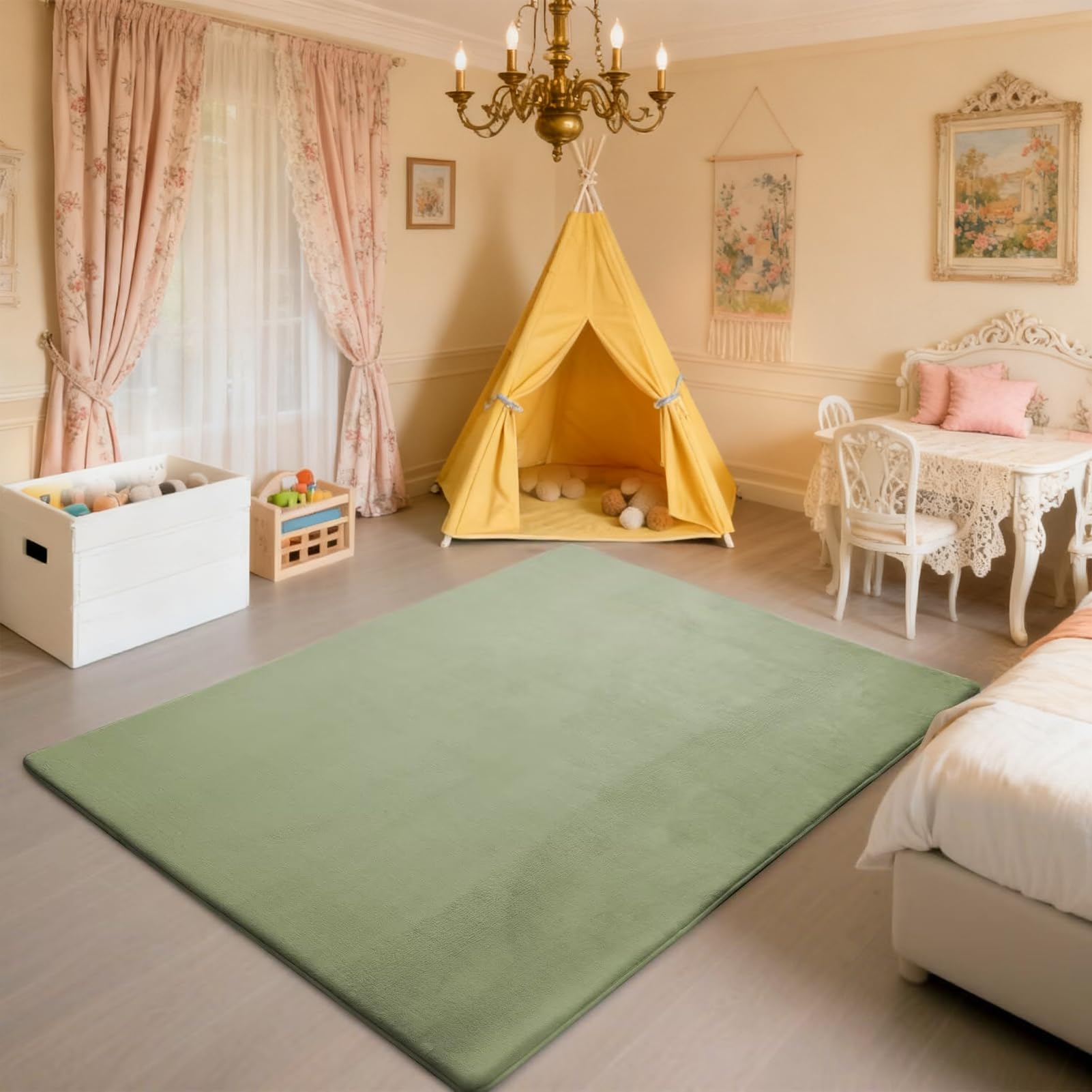 Tappeto Gioco Bambini 150 x 280 cm x2cm Extra Spesso Tappeto Gioco Neonato Impermeabile Tummy Time Neonati Verde Erba