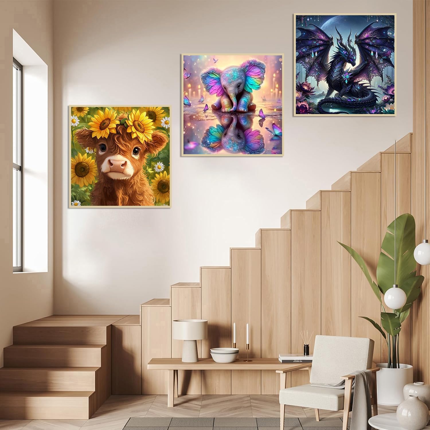 mrpwnle 9 Pack Diamond Art Kits for Adults, Cute Animals Diamond Painting Kits for Adults Beginners, 5D DIY Round Full Drill Gem Art Diamonds Dots Crafts Home Decor Gift 11.8x11.8inch