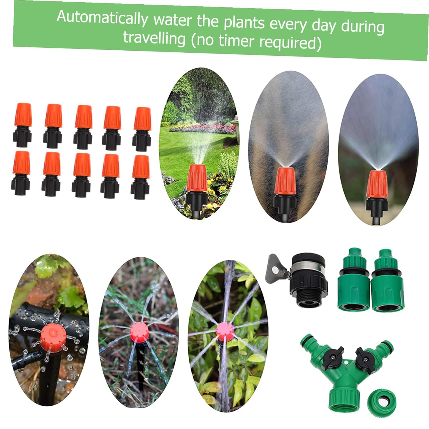 Generic DIY Micro Drip Irrigation System Garden Watering Kit Outdoor Hose for Lawn Greenhouse Patio with Components Easy Installation