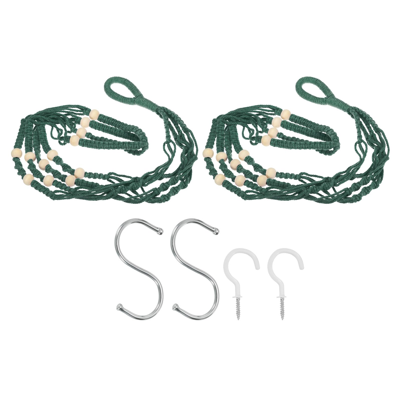 PATIKIL Macrame Plant Hanger Indoor 35", 2 Pcs Long Hanging Plant Holders with Pot for Indoor Home Decor Indoor Dark Green