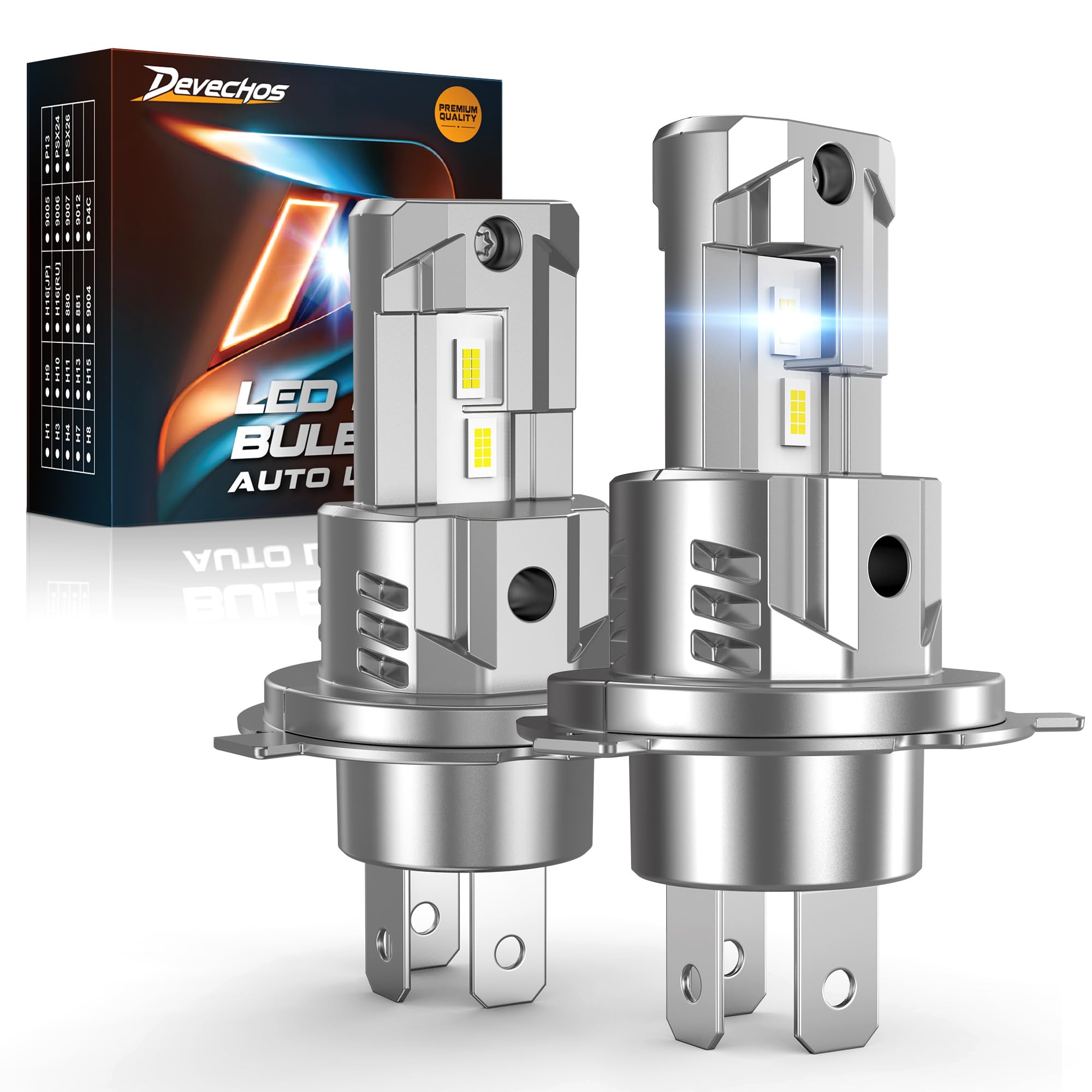 H4 LED Auto e Moto: 100W 9003/HB2 Conversione per Fari, 26000LM Lampadina h4, Mini Plug and Play, Kit con 2 Lampadine