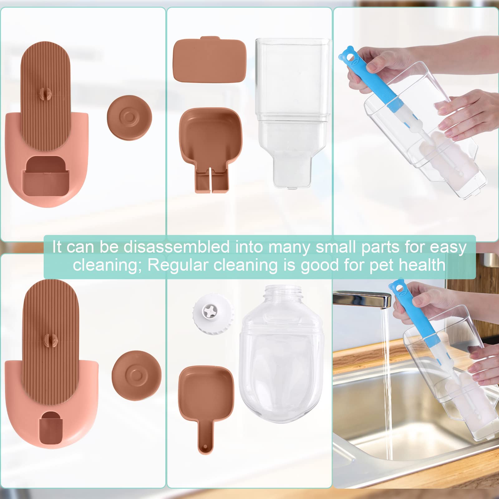 Lemtrflo Hanging Automatic Food Water Dispenser,Gravity Rabbit Feeder and Water Dispenser Set,Cage Cat Food and Water Dispenser Food Bowl for Bunny Chinchilla Guinea Pig Hedgehog Ferret