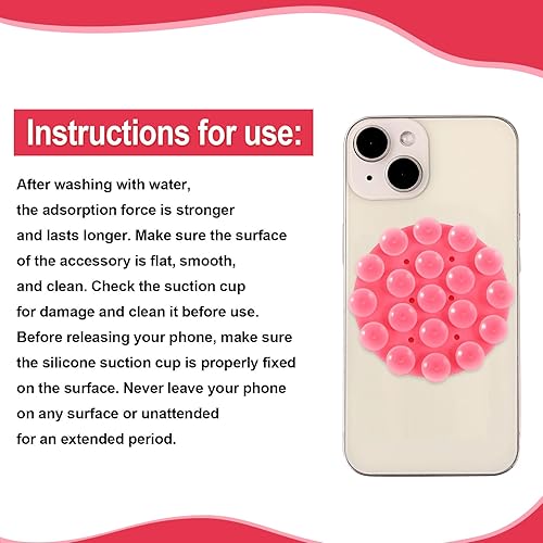 Miniatura 4 de lasuroa Soporte de teléfono de succión de doble cara, soporte redondo de silicona con ventosa para teléfono, funda multifuncional con succión para