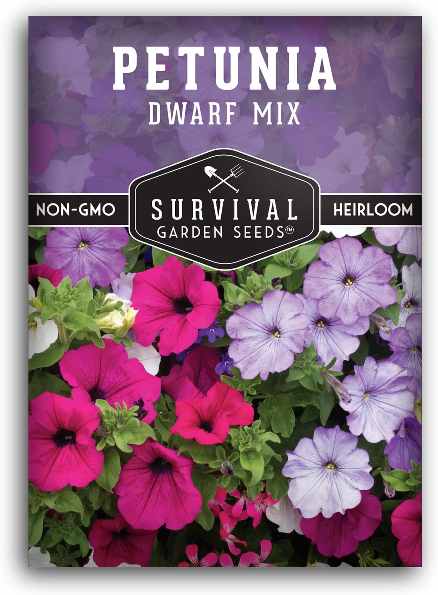 Dwarf Petunia Seed Mix for Planting - Plant & Grow Colorful Flowers to Attract Pollinators to Your Home Garden - Non-GMO Heirloom Variety - Survival Garden Seeds (1 Pack)